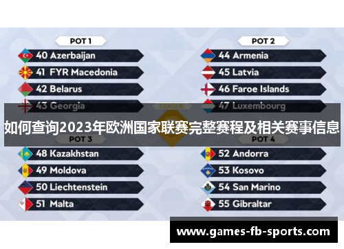 如何查询2023年欧洲国家联赛完整赛程及相关赛事信息 如何查询2023年欧洲国家联赛完整赛程及相关赛事信息