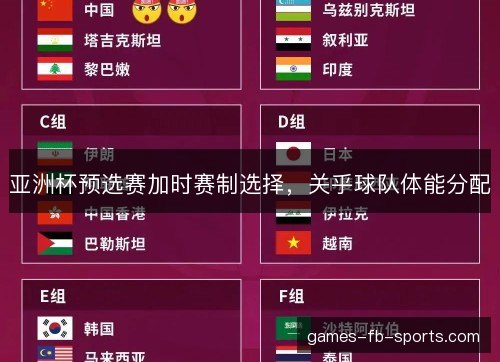 亚洲杯预选赛加时赛制选择，关乎球队体能分配